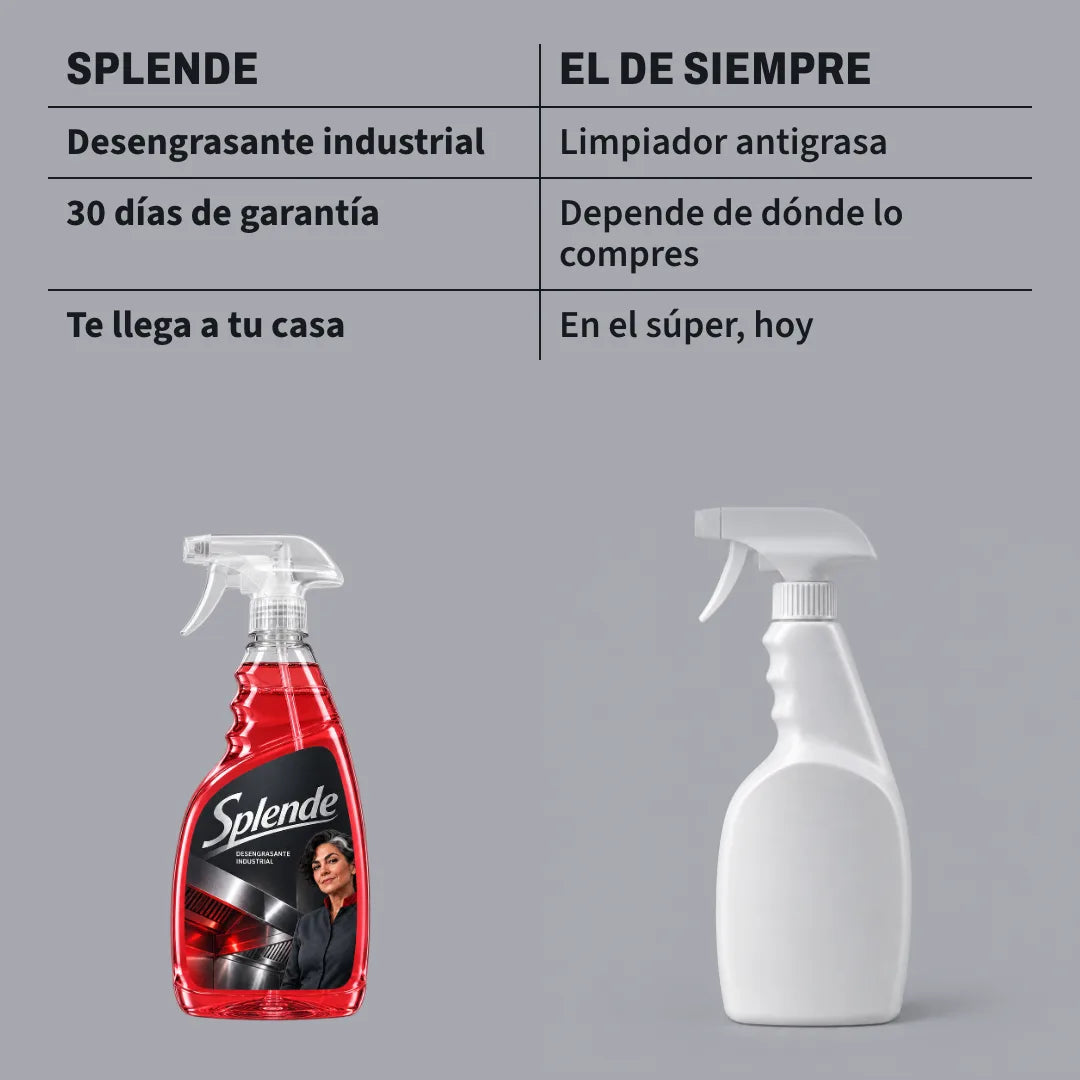 Splende al lado de un antigrasa genérico sin marca, con una tabla corta